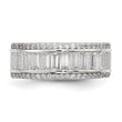 Sterling Silver Rhodium-plated Baguette & Round CZ Eternity Ring - Birthstone Company