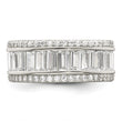 Sterling Silver Rhodium-plated Baguette & Round CZ Eternity Ring - Birthstone Company