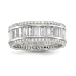 Sterling Silver Rhodium-plated Baguette & Round CZ Eternity Ring - Birthstone Company