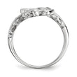 Sterling Silver Rhodium-plated Leaf CZ Ring