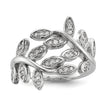 Sterling Silver Rhodium-plated Leaf CZ Ring