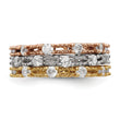 Sterling Silver White Yellow & Rose-tone Set of 3 CZ Eternity Rings