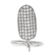 Sterling Silver Rhodium-plated CZ Adjustable Fingernail Ring