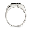 Sterling Silver Rhodium-plated Mens Black Diamond Polished Ring
