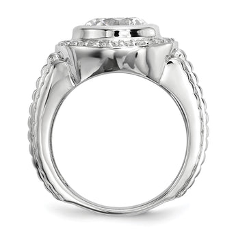 Sterling Silver Rhodium-plated Mens CZ Ring - Birthstone Company