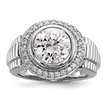 Sterling Silver Rhodium-plated Mens CZ Ring - Birthstone Company