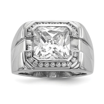 Sterling Silver Rhodium-plated Mens CZ Ring - Birthstone Company