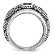 Sterling Silver Rhod. With14k Pink Qrtz Rhodolite GA & Pink Tourmaline Ring