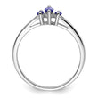 Sterling Silver Rhodium 3 Stone Tanzanite Ring - Birthstone Company