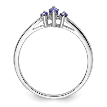 Sterling Silver Rhodium 3 Stone Tanzanite Ring - Birthstone Company