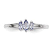 Sterling Silver Rhodium 3 Stone Tanzanite Ring - Birthstone Company