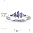 Sterling Silver Rhodium 3 Stone Tanzanite Ring - Birthstone Company