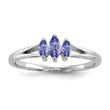 Sterling Silver Rhodium 3 Stone Tanzanite Ring - Birthstone Company