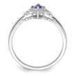 Sterling Silver Rhodium Diamond and Tanzanite Ring