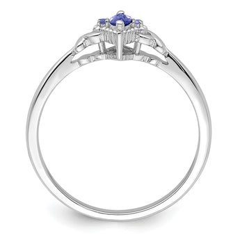 Sterling Silver Rhodium Diam. and Tanzanite Ring - Birthstone Company