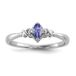 Sterling Silver Rhodium Diam. and Tanzanite Ring - Birthstone Company