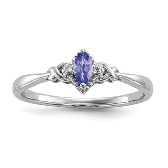 Sterling Silver Rhodium Diam. and Tanzanite Ring - Birthstone Company