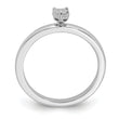 Sterling Silver Rhodium Plated Polished Diamond Heart Shape Ring