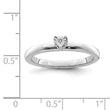 Sterling Silver Rhodium Plated Polished Diamond Heart Shape Ring