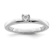 Sterling Silver Rhodium Plated Polished Diamond Heart Shape Ring