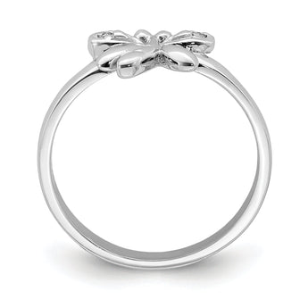 Sterling Silver Rhodium-plated Polished CZ Dragonfly Children's Ring