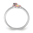 Sterling Silver RH-plated Multi-color Enameled Flamingo Children's Ring