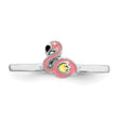 Sterling Silver RH-plated Multi-color Enameled Flamingo Children's Ring