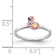 Sterling Silver RH-plated Multi-color Enameled Flamingo Children's Ring