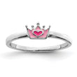 Sterling Silver Rhodium-plated Polished Pink Enamel Crown Children's Ring