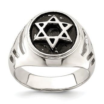 Sterling Silver Antiqued Star of David Ring - Birthstone Company
