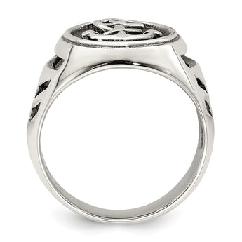 Sterling Silver Antiqued Anchor Ring - Birthstone Company