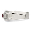 Sterling Silver Rhod-plated Men's African Ruby and White Topaz Ring