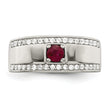 Sterling Silver Rhod-plated Men's African Ruby and White Topaz Ring