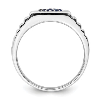 Sterling Silver Rhodium-plated Men's Blue Sapphire Ring - Birthstone Company