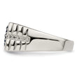 Sterling Silver Rhodium-plated Men's Blue Sapphire Ring