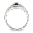 Sterling Silver Rhod-plated Men's Blue Sapphire and White Topaz Ring