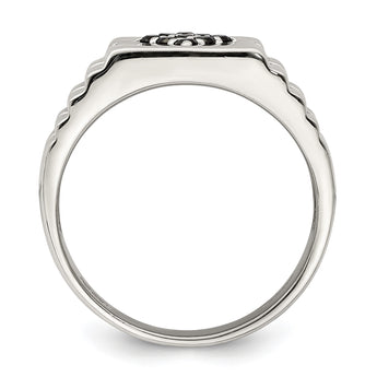 Sterling Silver Rhodium-plated Men's Onyx Ring - Birthstone Company