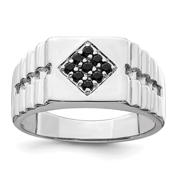 Sterling Silver Rhodium-plated Men's Onyx Ring - Birthstone Company