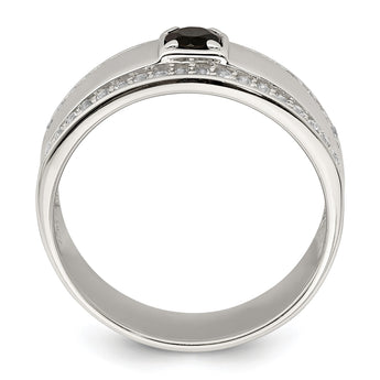 Sterling Silver Rhodium-plated Men's Onyx and White Topaz Ring - Birthstone Company