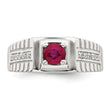 Sterling Silver Rhod-plated Men's African Ruby and White Topaz Ring