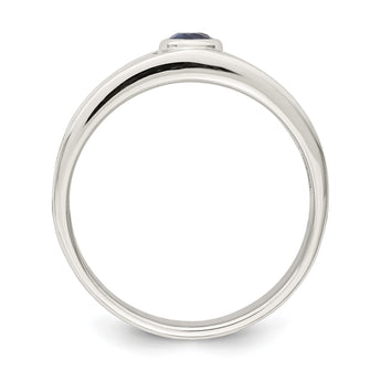 Sterling Silver Rhodium-plated Men's Blue Sapphire Ring - Birthstone Company