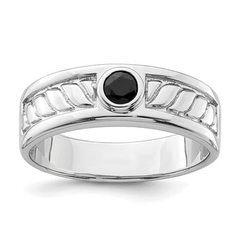 Sterling Silver Rhodium-plated Men's Onyx Ring - Birthstone Company