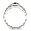 Sterling Silver Rhodium-plated Men's Onyx and White Topaz Ring