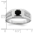 Sterling Silver Rhodium-plated Men's Onyx and White Topaz Ring
