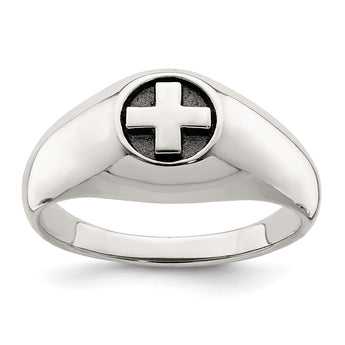 Sterling Silver Antiqued Cross Ring - Birthstone Company