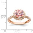 Sterling Silver Rose-tone White CZ and Pink Crystal Ring