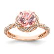 Sterling Silver Rose-tone White CZ and Pink Crystal Ring