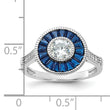 Sterling Silver Rhodium-plated Synthetic Blue Spinel and CZ Ring