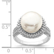 Sterling Silver Rhod-plat 11-12mm White FWC Pearl Ring