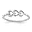 Sterling Silver Rhodium Plated Hearts Ring